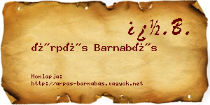Árpás Barnabás névjegykártya